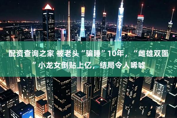 配资查询之家 被老头“骗睡”10年，“雌雄双面”小龙女倒贴上亿，结局令人唏嘘