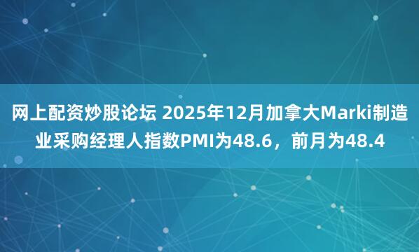 网上配资炒股论坛 2025年12月加拿大Marki制造业采购经理人指数PMI为48.6，前月为48.4