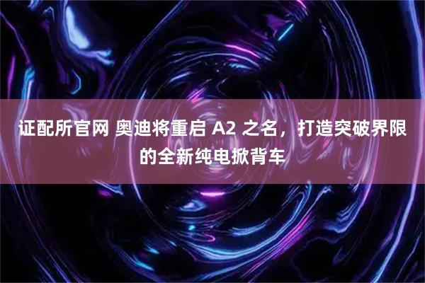 证配所官网 奥迪将重启 A2 之名，打造突破界限的全新纯电掀背车